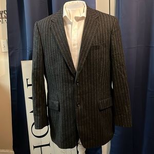 Express Men’s Pin Strip Blazer charcoal grey wool 🐑 Size 44R.